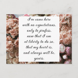Carte Postale Rose Romantique Floral Jane Austen Citation d'Amou