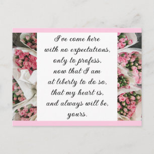 Carte Postale Rose Romantique Florale Citation d'Amour de Jane A