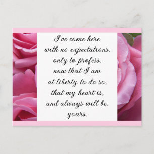 Carte Postale Rose Romantique Florale Citation d'Amour de Jane A