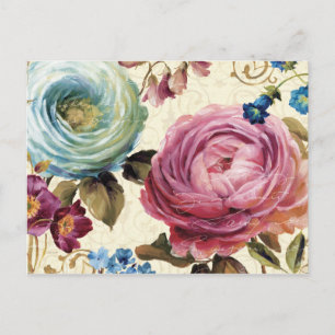 Carte Postale Rose rose et bleu