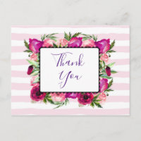 Rose rose & Poppy Floral Bouquet Party Merci