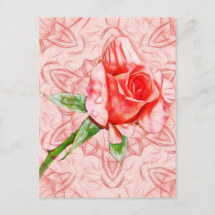 Carte Postale Rose rose rose sur élégante kaléidoscope