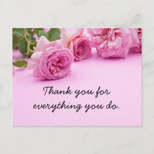 Carte Postale Rose rose sont sur rose arrière - plan merci