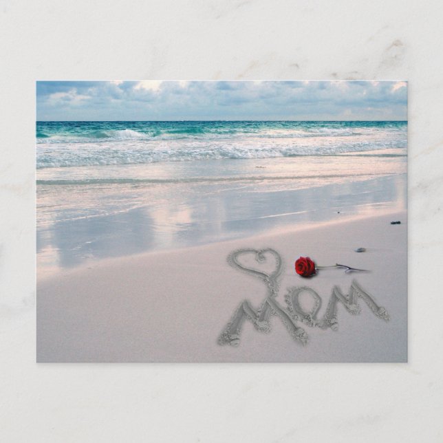 Carte Postale Rose rouge simple, je t'aime, maman (Devant)