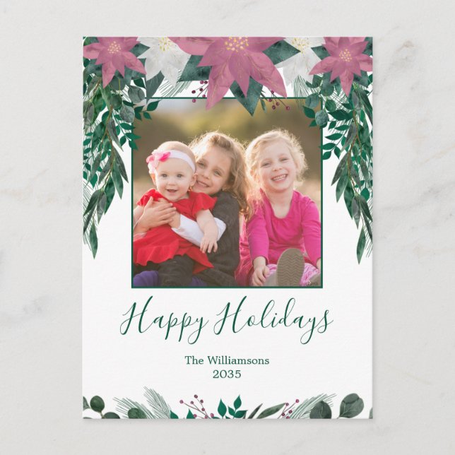 Carte Postale Rose Rustique Blanc Poinsettia Folio Photo Holiday (Devant)