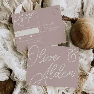 Carte Postale Rose Taupe   Script Watermark Meice Choice RSVP