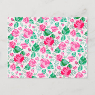 Carte Postale Rose Vert Rose Pétales Fleurs Jardin Mariage