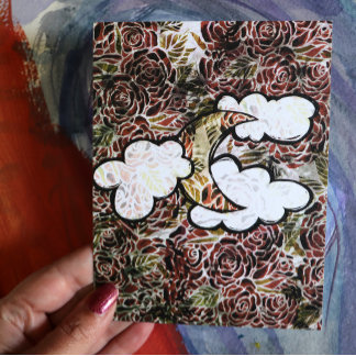 Carte Postale Rose Vintage Lune Abstrait Roses Moonchild Motif