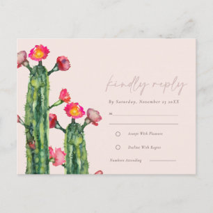 Carte Postale Rosée florale cactus feuillage aquarelle RSVP