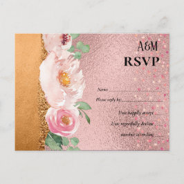 Carte Postale RoseGold Parties scintillant métallique Floral Foi