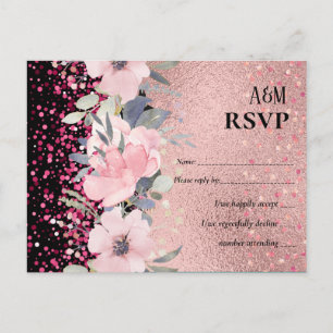 Carte Postale RoseGold Parties scintillant métallique Floral Foi