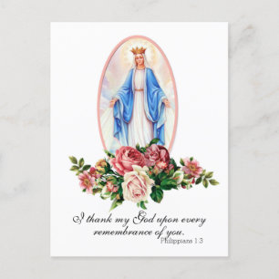 Carte Postale Roses de la Vierge Marie Enfant Jésus Religieux Vi