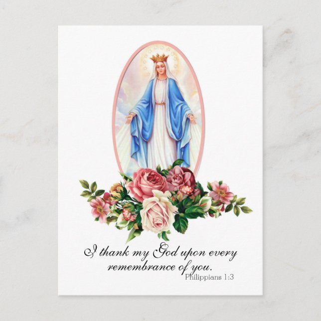 Carte Postale Roses de la Vierge Marie Enfant Jésus Religieux Vi (Devant)