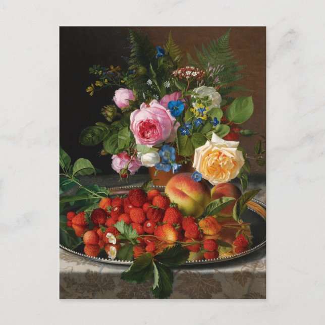 Carte Postale Roses et fraises de Still Life par Otto Ottesen (Devant)