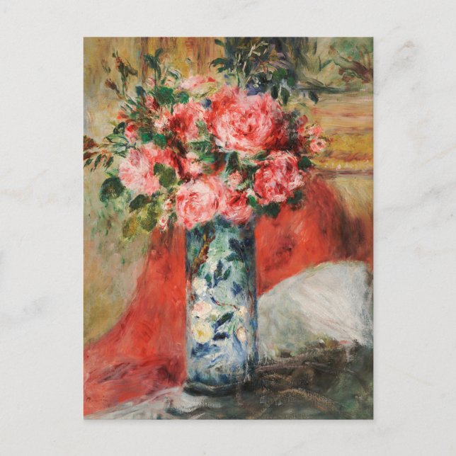Carte Postale Roses et pivoines dans un vase (Devant)