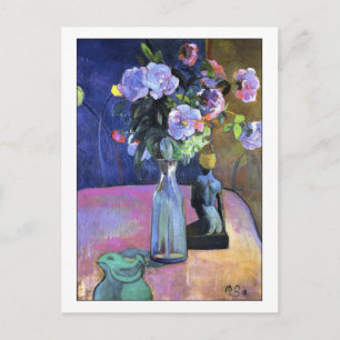Carte Postale Roses et Statuette de Gauguin