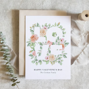 Carte Postale Roses et verdure à l'aquarelle LOVE Saint-Valentin