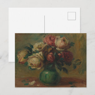 Carte Postale Roses florissants dans un vase de Pierre Renoir Cl