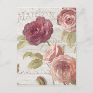 Carte Postale Roses français Pastel Pink