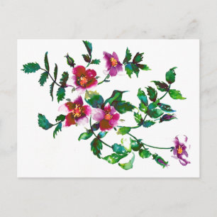 Carte Postale Roses magenta rose vintage, aquarelle roses roses
