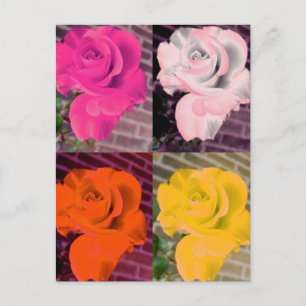 Carte Postale Roses répétés multi Rainbow Girly