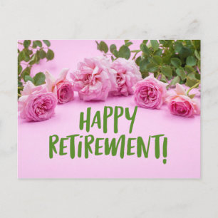 Carte Postale Roses roses Joyeux départ à la retraite sur fond r