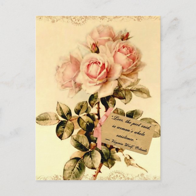 Carte Postale Roses roses roses victoriennes avec citation motiv (Devant)