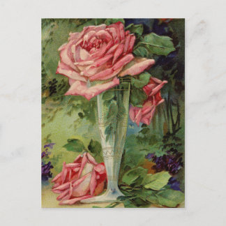 Carte Postale Roses roses vintages