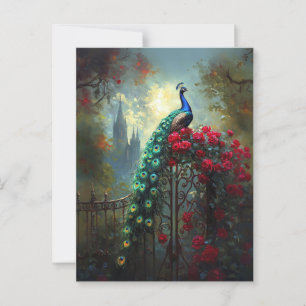 Carte Postale Roses rouges de paon dramatique gothique