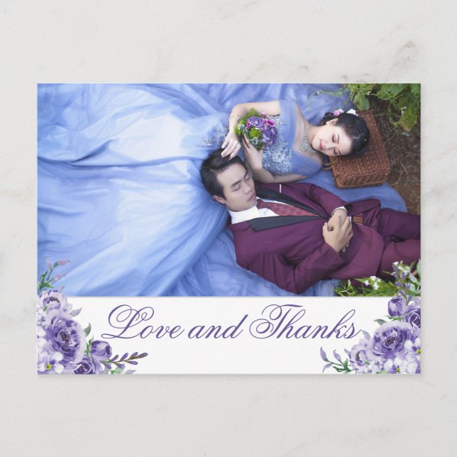 Carte Postale Roses violets | Elégante photo de Merci de Boho Fl (Devant)