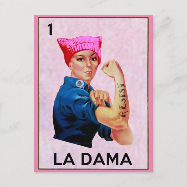 Carte Postale Rosie le Riveter résiste à La Dama Loteria (Devant)