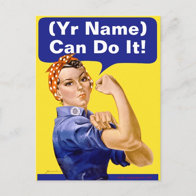 Carte Postale Rosie Riveter "(______) Peut Le Faire !" (Devant)
