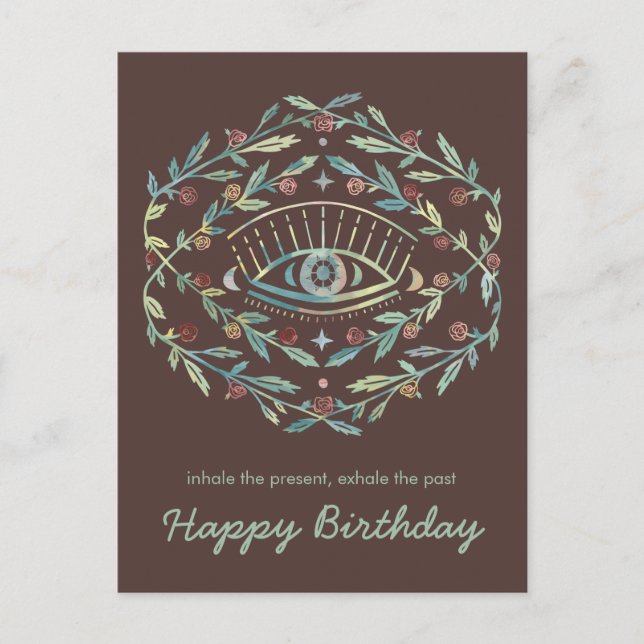 Carte Postale Rosier à l'Œil Mystique Joyeux Anniversaire Inspir (Devant)