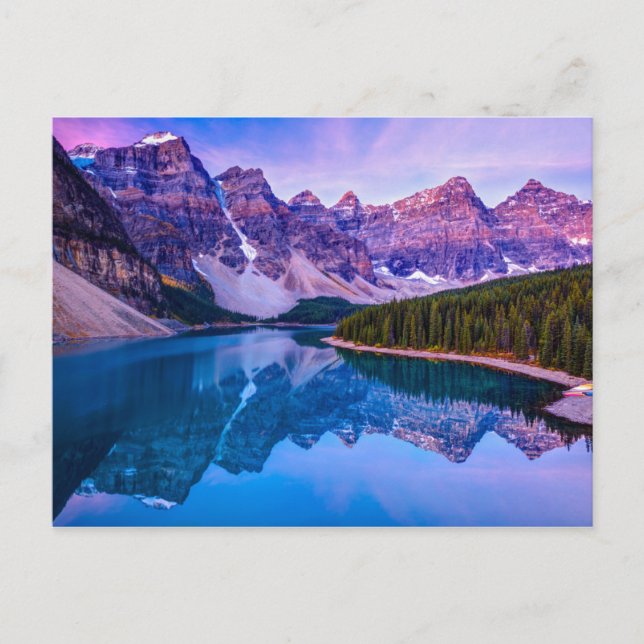 Carte Postale Rosy Nuages avant lever du soleil au lac Moraine (Devant)