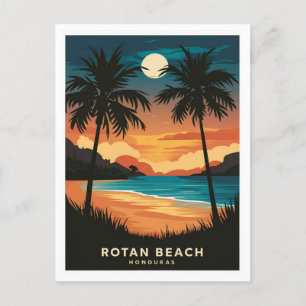 Carte Postale Rotan Beach Honduras Voyage Rétro