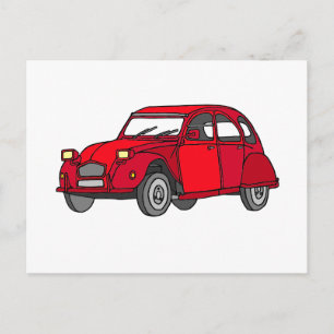 Carte Postale Rote Ente (2CV)