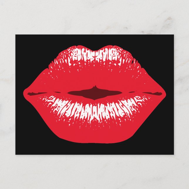 Carte Postale roter Kussmund Lippenstiftabdruck Grußkarte (Devant)