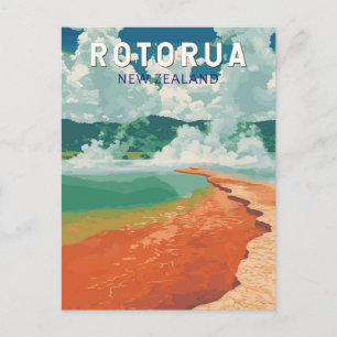 Carte Postale Rotorua Nouvelle-Zélande Illustration Art de voyag