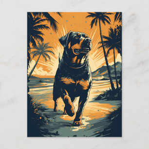 Carte Postale Rottweiler à la plage