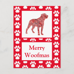 Carte Postale Rottweiler DogSilhouette ChienRotation RougeJoyeux
