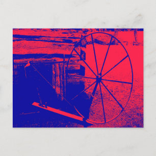 Carte Postale Roue à fusée rouge et bleue