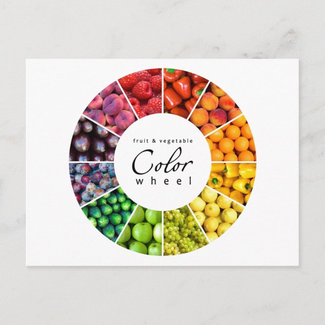 Carte Postale Roue couleur fruits et légumes (12 couleurs) (Devant)