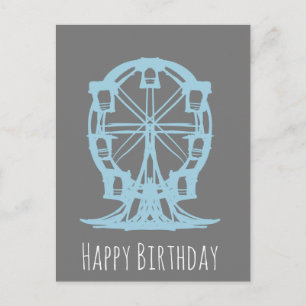 Carte Postale Roue de Ferris Anniversaire Dessinée à la Main