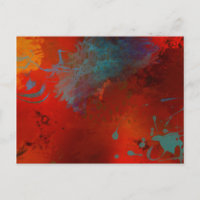 Rouge, Aqua & Gold Grunge Digital Art Abstrait