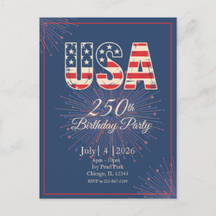 Carte Postale Rouge Blanc Bleu USA 250e anniversaire 4 juillet