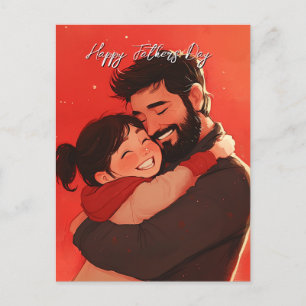 carte postale rouge du lien père et enfant