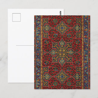 Carte Postale Rouge et bleu classique, Motif de tapis persan