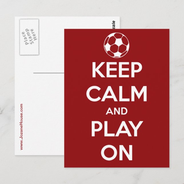 Carte postale rouge 'Gardez votre calme et continu (Devant / Derrière)