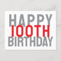 Rouge Gris Blanc Moderne Gras Joyeux 100e Annivers