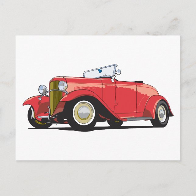 Carte Postale Rouge Hot Rod (Devant)